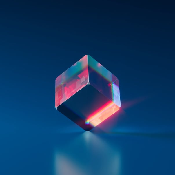 This is a photo of a glass cube